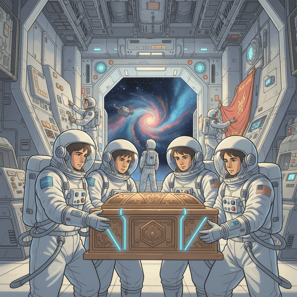 Illustration of Gershonites and Merarites maintaining the Tabernacle structure.
