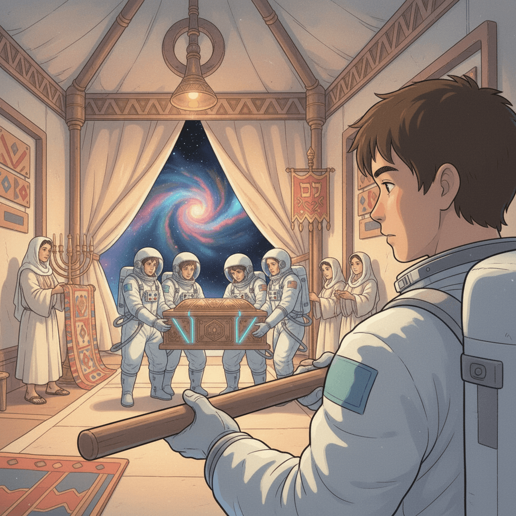 Levites collaborate, moving and caring for the tabernacle, illustrating teamwork.
