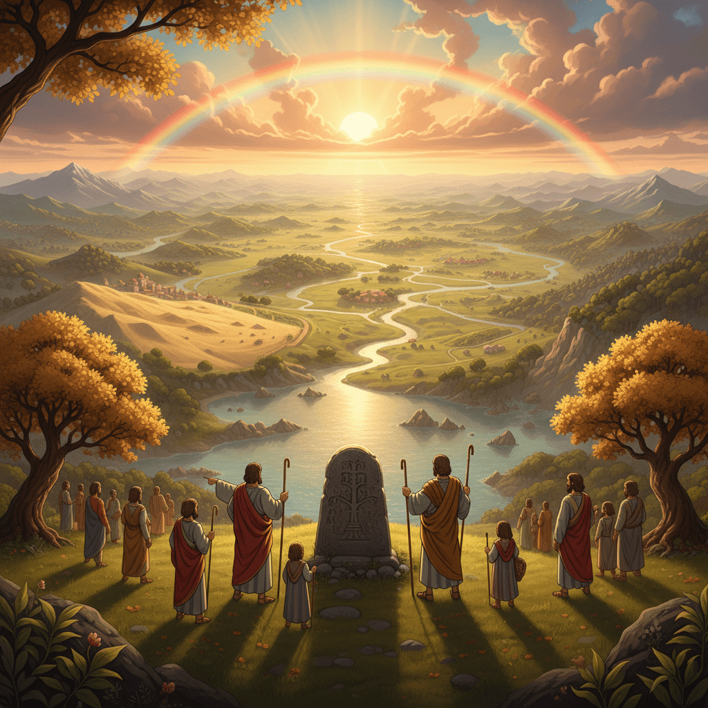 Families of Noah's sons spread across the earth, settling different lands and forming nations.
