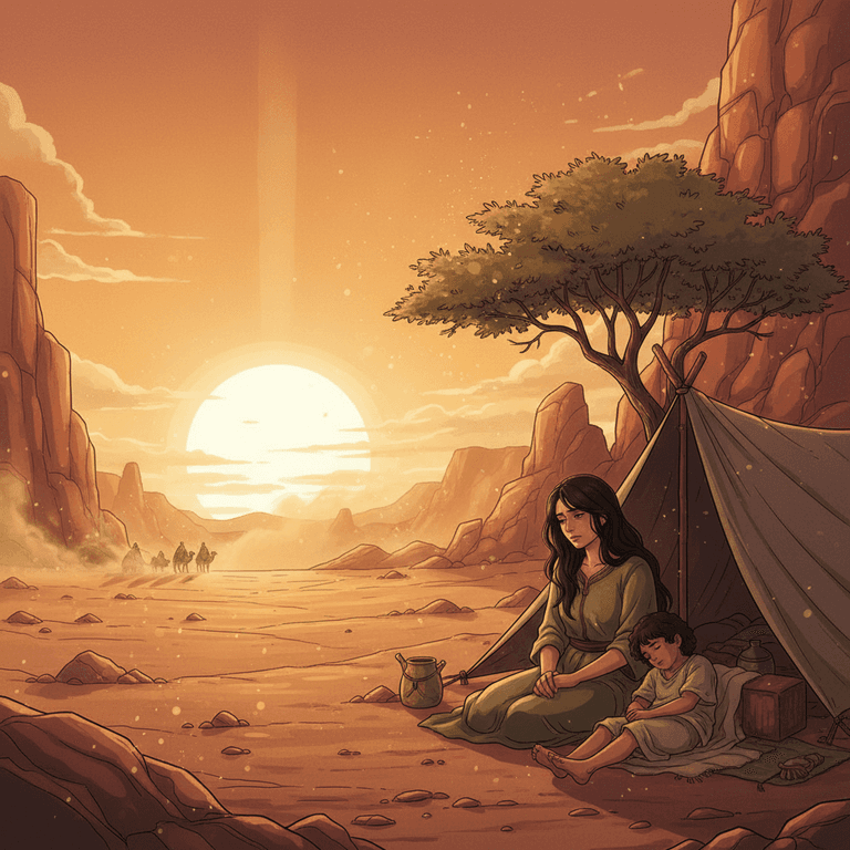 Sarai presents Hagar to Abram; an illustration of impatience from the Genesis story.
