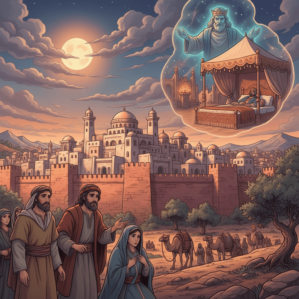 King Abimelek returns Sarah to Abraham after God warns him in a dream.
