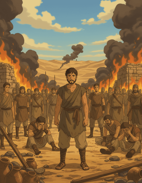 David and his men return to Ziklag to find it burned and their families taken captive.
